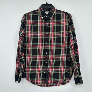 Crewcuts Plaid Flannel Button Down Shirt Black Red Boy 14 Christmas Holiday Pics